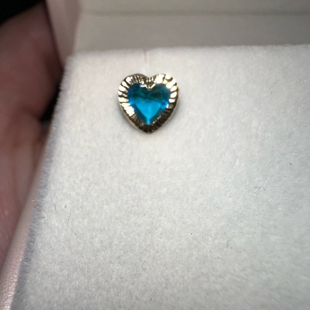 Blue Topaz Heart Stud Earrings - Picture 2 of 3